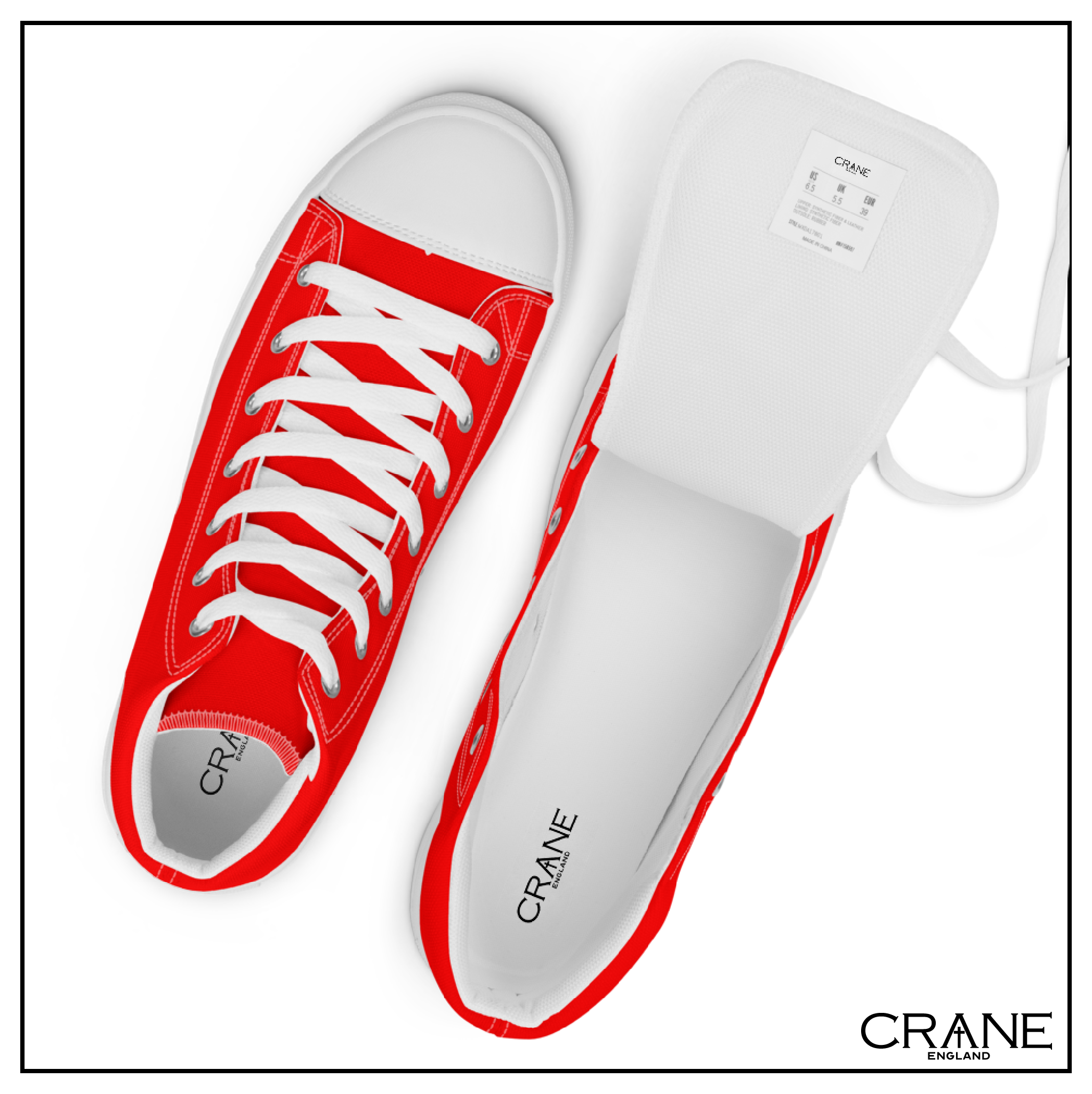 Men’s High Top Canvas Sneakers – Crimson Red