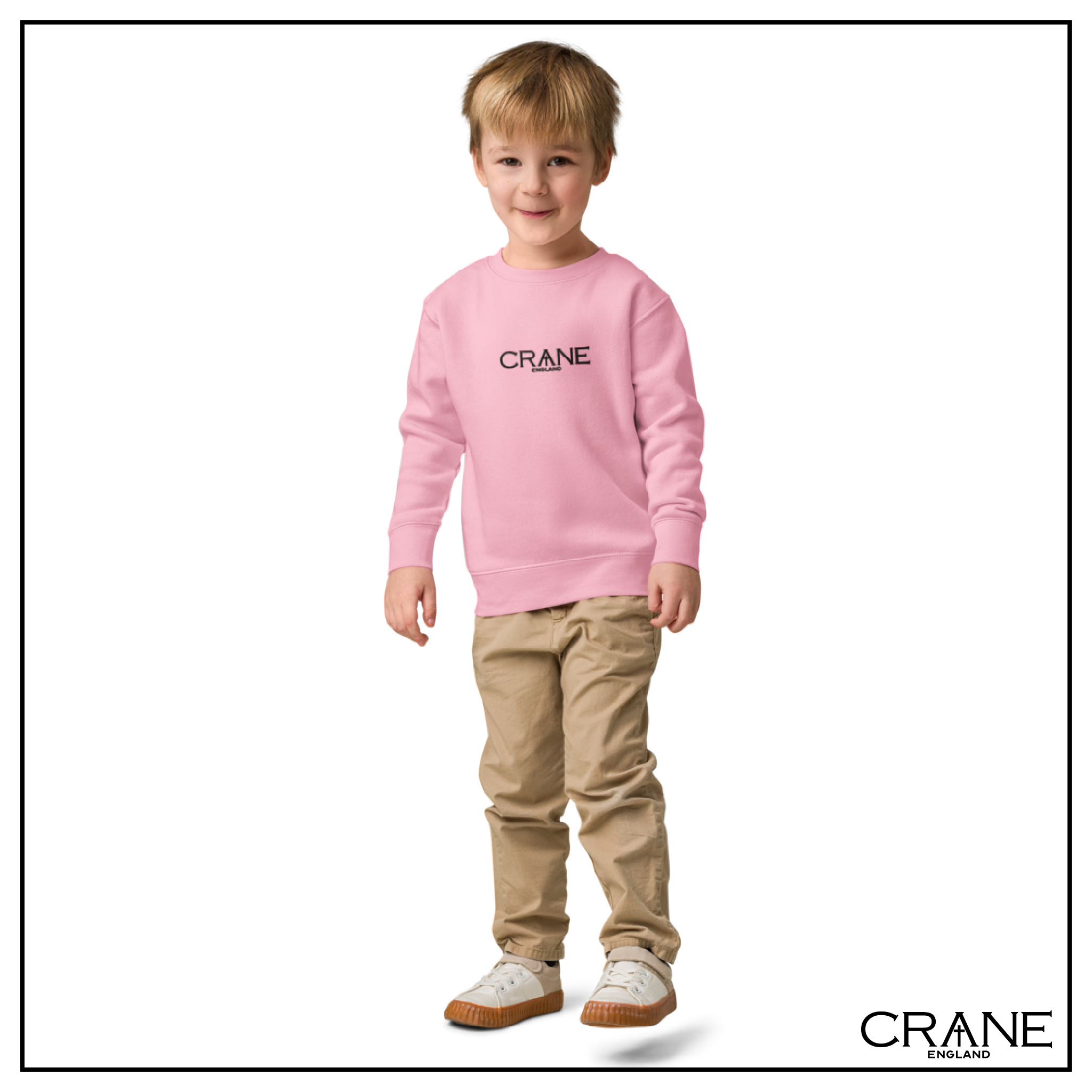 Kids Embroidered Fleece Sweatshirt —  Pink, Grey and Beige