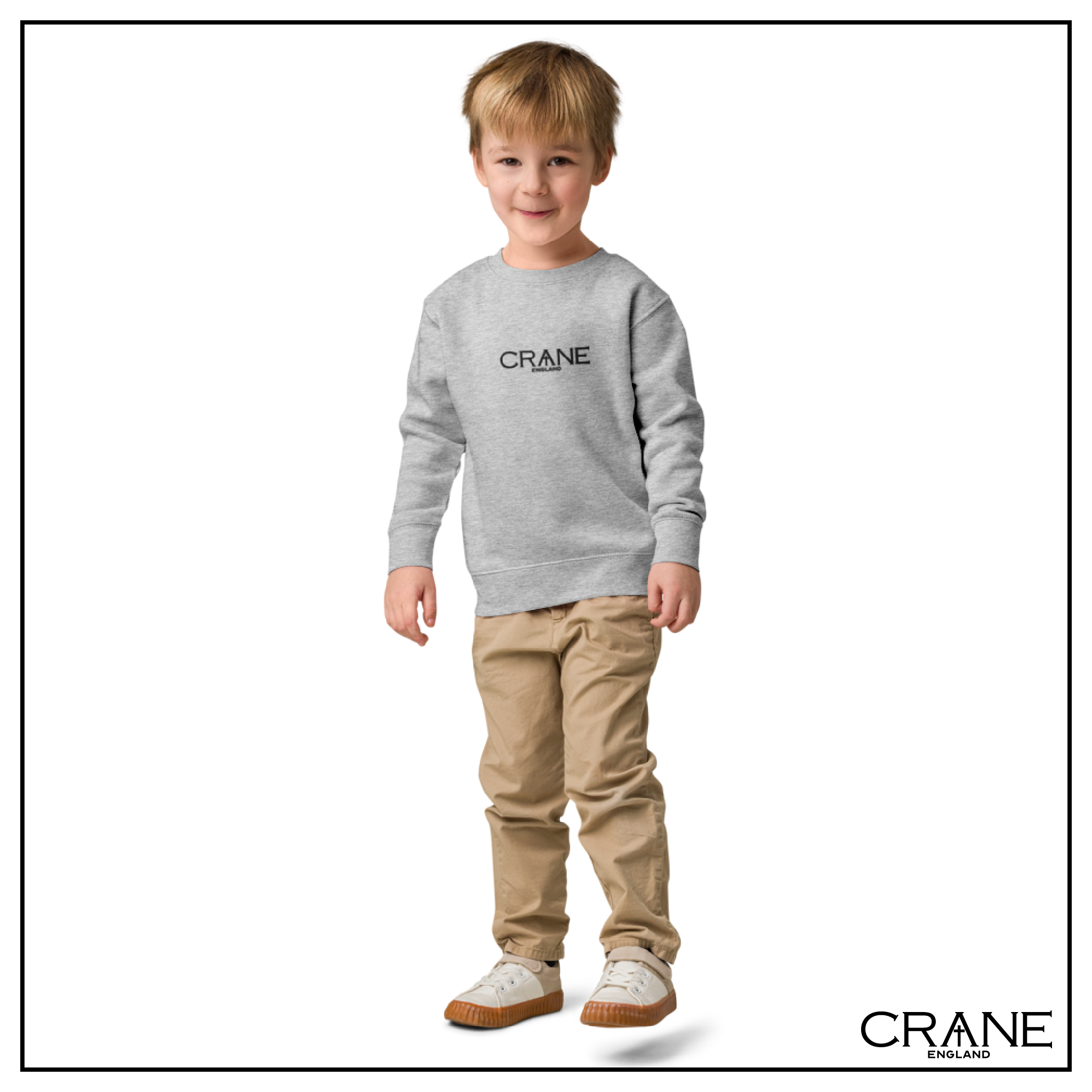 Kids Embroidered Fleece Sweatshirt —  Pink, Grey and Beige