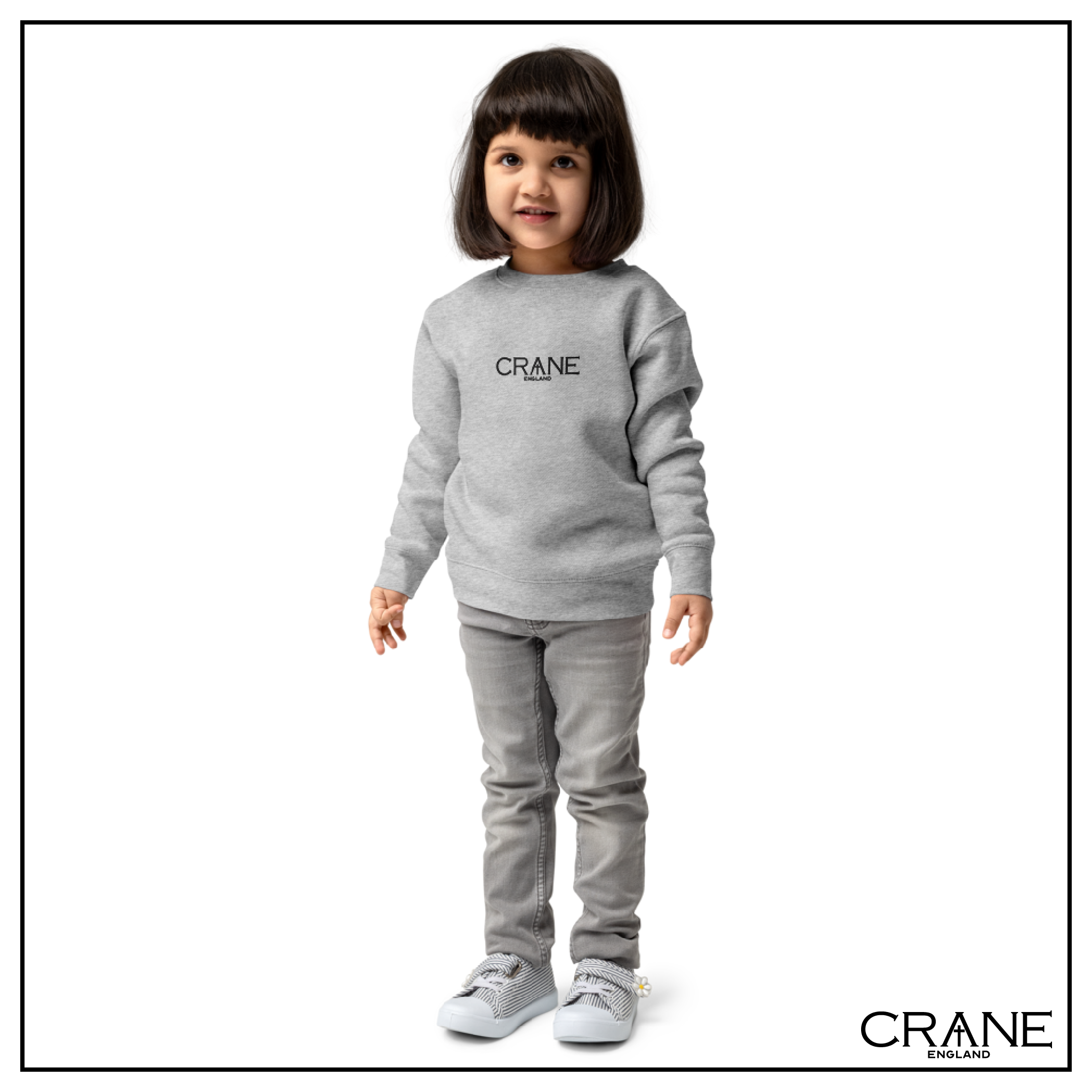 Kids Embroidered Fleece Sweatshirt —  Pink, Grey and Beige