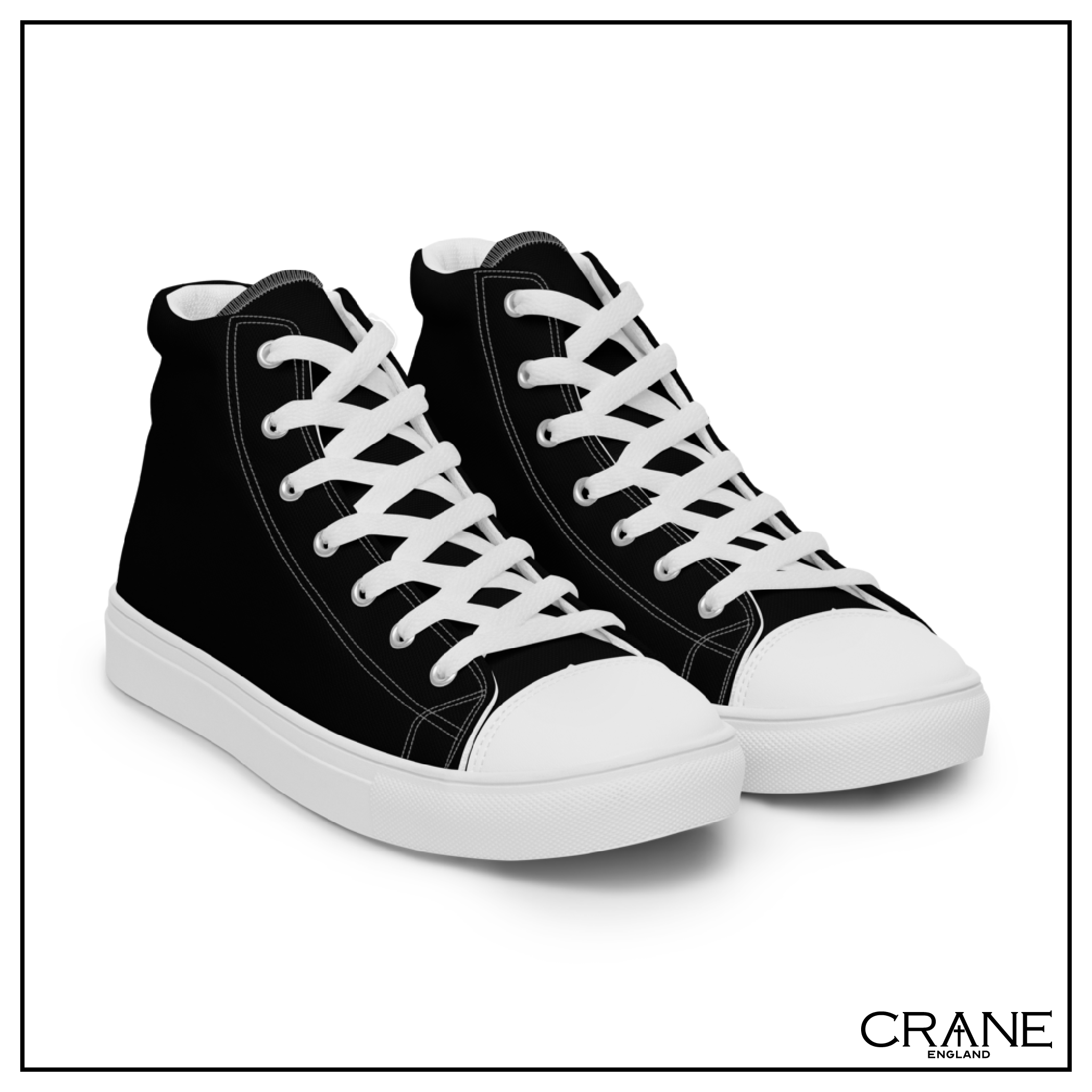 Men’s High Top Canvas Sneakers – Midnight Black