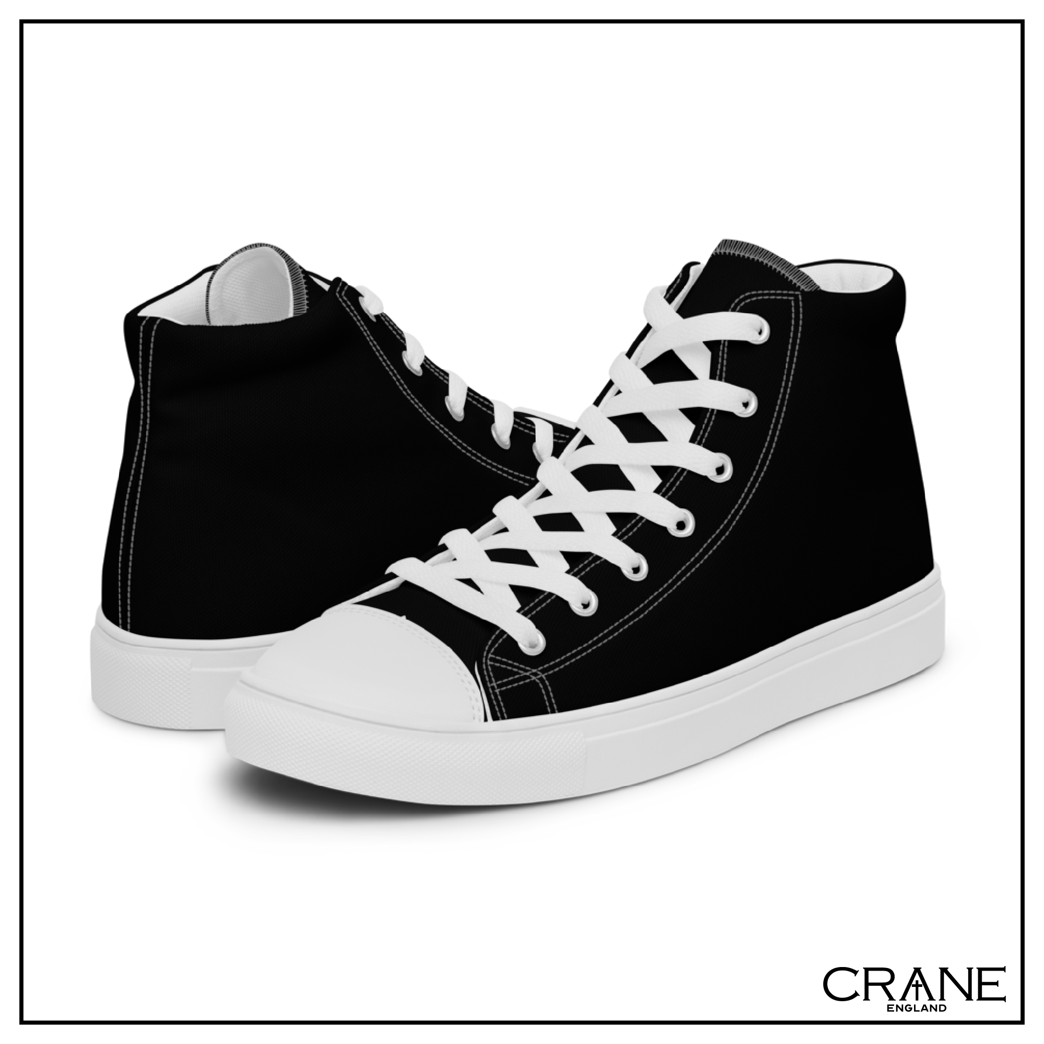 Men’s High Top Canvas Sneakers – Midnight Black